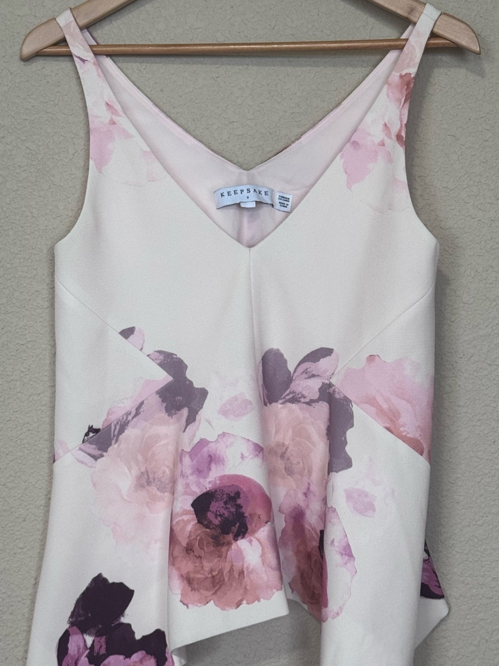 Keepsake The Label Blush Floral Handkerchief Romantic Dressy Top Small